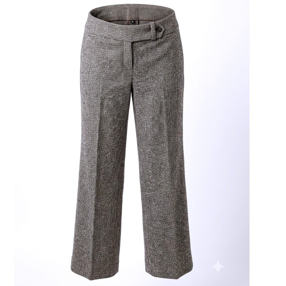 Talbots Wool Blend Minimalist Wide Leg Trousers Gray Preppy Tweed Italian 6P